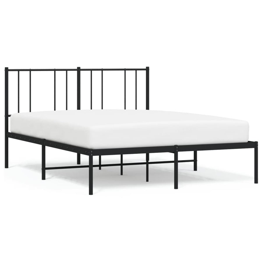 Bedframe Metaal 140 x 190 cm Zwart met hoofdbord