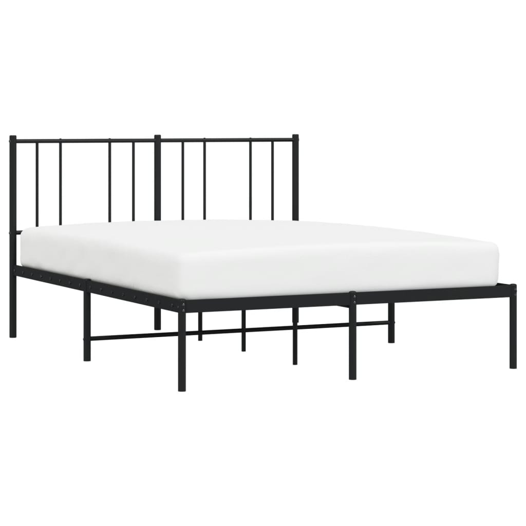 Bedframe Metaal 140 x 190 cm Zwart met hoofdbord