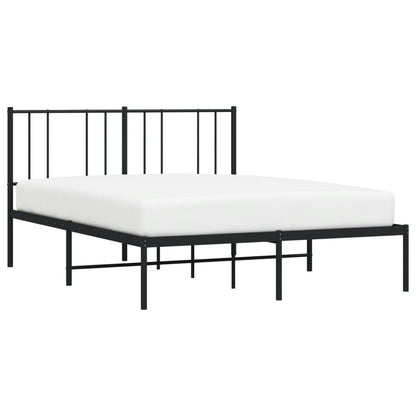Bedframe Metaal 140 x 190 cm Zwart met hoofdbord