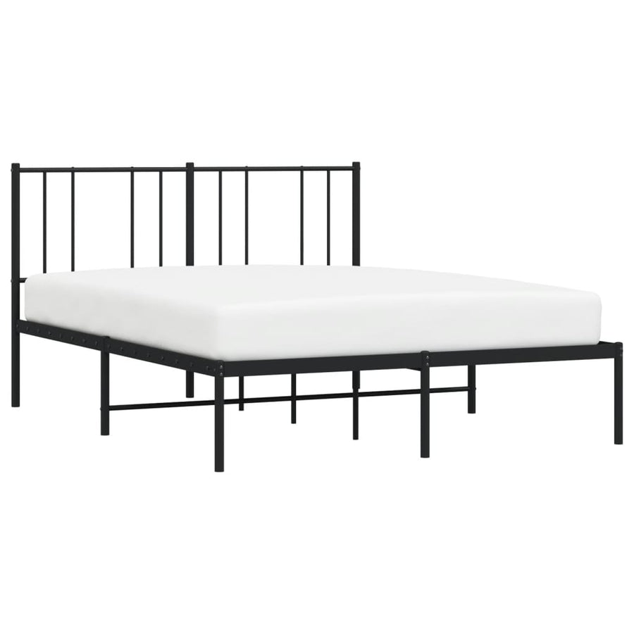 Bedframe Metaal 140 x 190 cm Zwart met hoofdbord