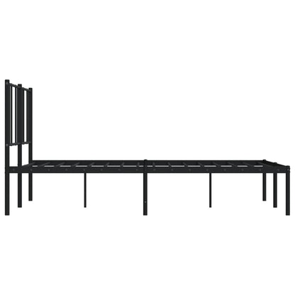 Bedframe Metaal 140 x 190 cm Zwart met hoofdbord