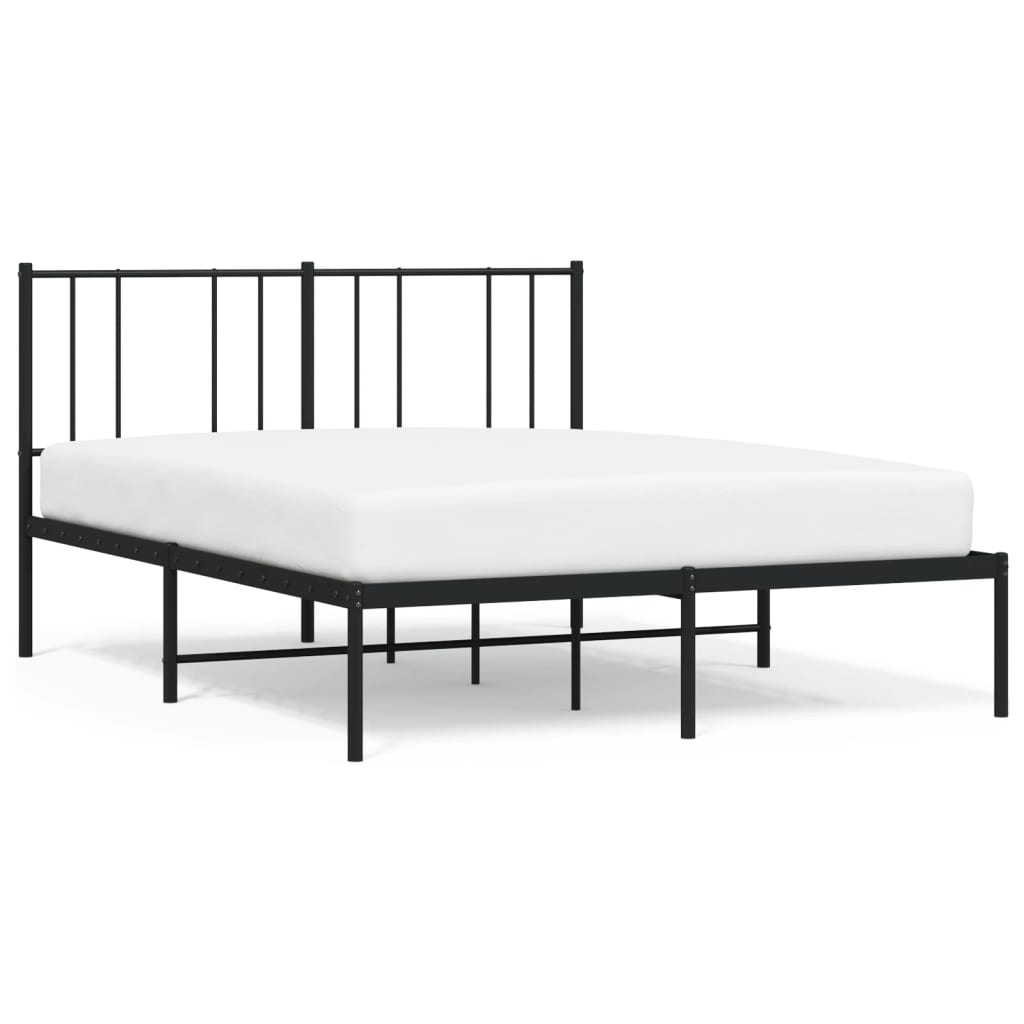 Bedframe Metaal 140 x 200 cm Zwart met hoofdbord