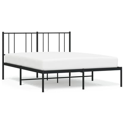 Bedframe Metaal 140 x 200 cm Zwart met hoofdbord