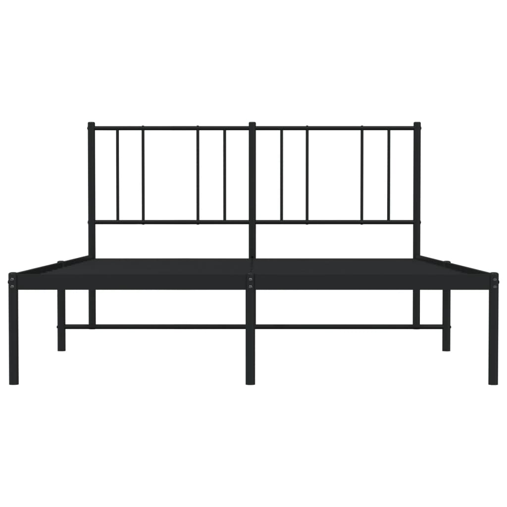 Bedframe Metaal 140 x 200 cm Zwart met hoofdbord
