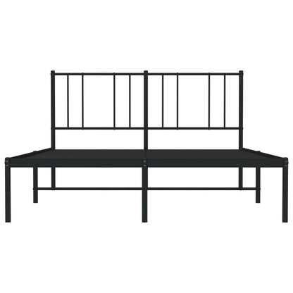 Bedframe Metaal 140 x 200 cm Zwart met hoofdbord