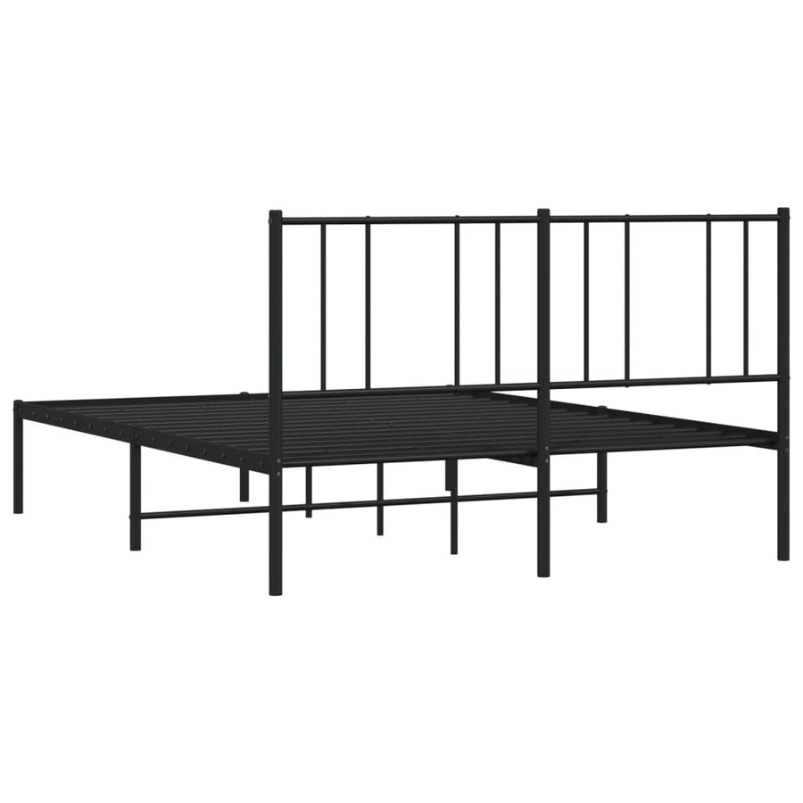 Bedframe Metaal 140 x 200 cm Zwart met hoofdbord