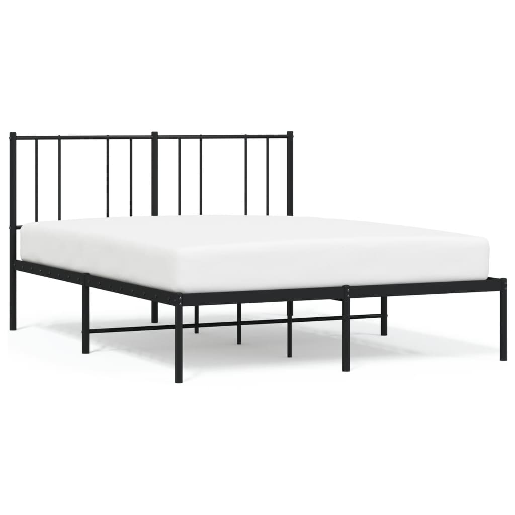 Bedframe Metaal 150 x 200 cm Zwart met hoofdbord