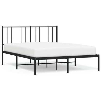 Bedframe Metaal 150 x 200 cm Zwart met hoofdbord