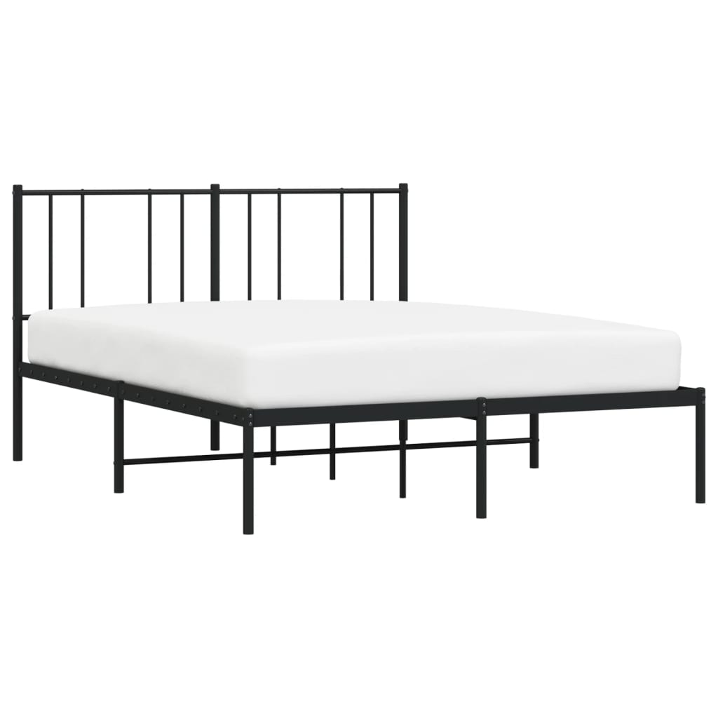 Bedframe Metaal 150 x 200 cm Zwart met hoofdbord