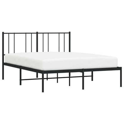 Bedframe Metaal 150 x 200 cm Zwart met hoofdbord