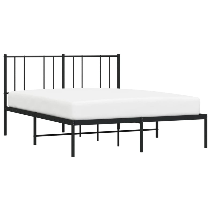 Bedframe Metaal 150 x 200 cm Zwart met hoofdbord