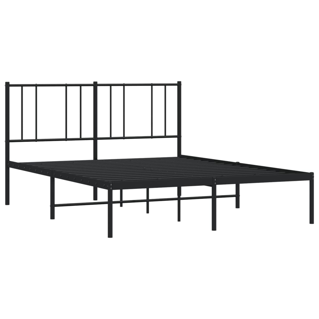 Bedframe Metaal 150 x 200 cm Zwart met hoofdbord