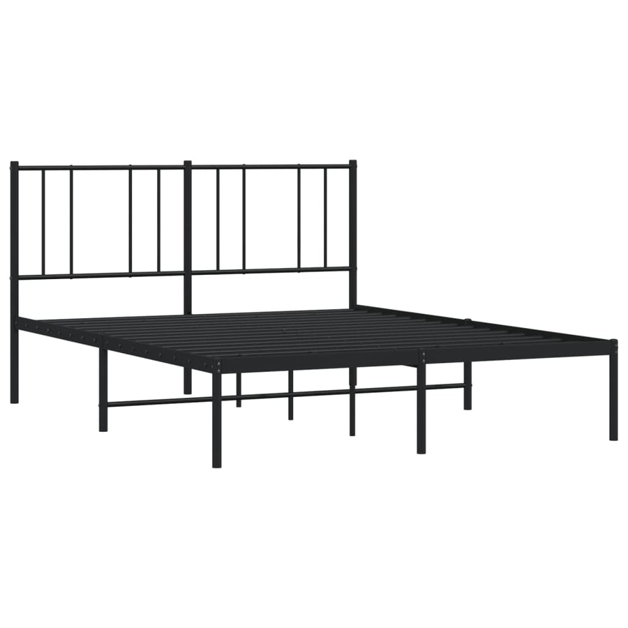 Bedframe Metaal 150 x 200 cm Zwart met hoofdbord