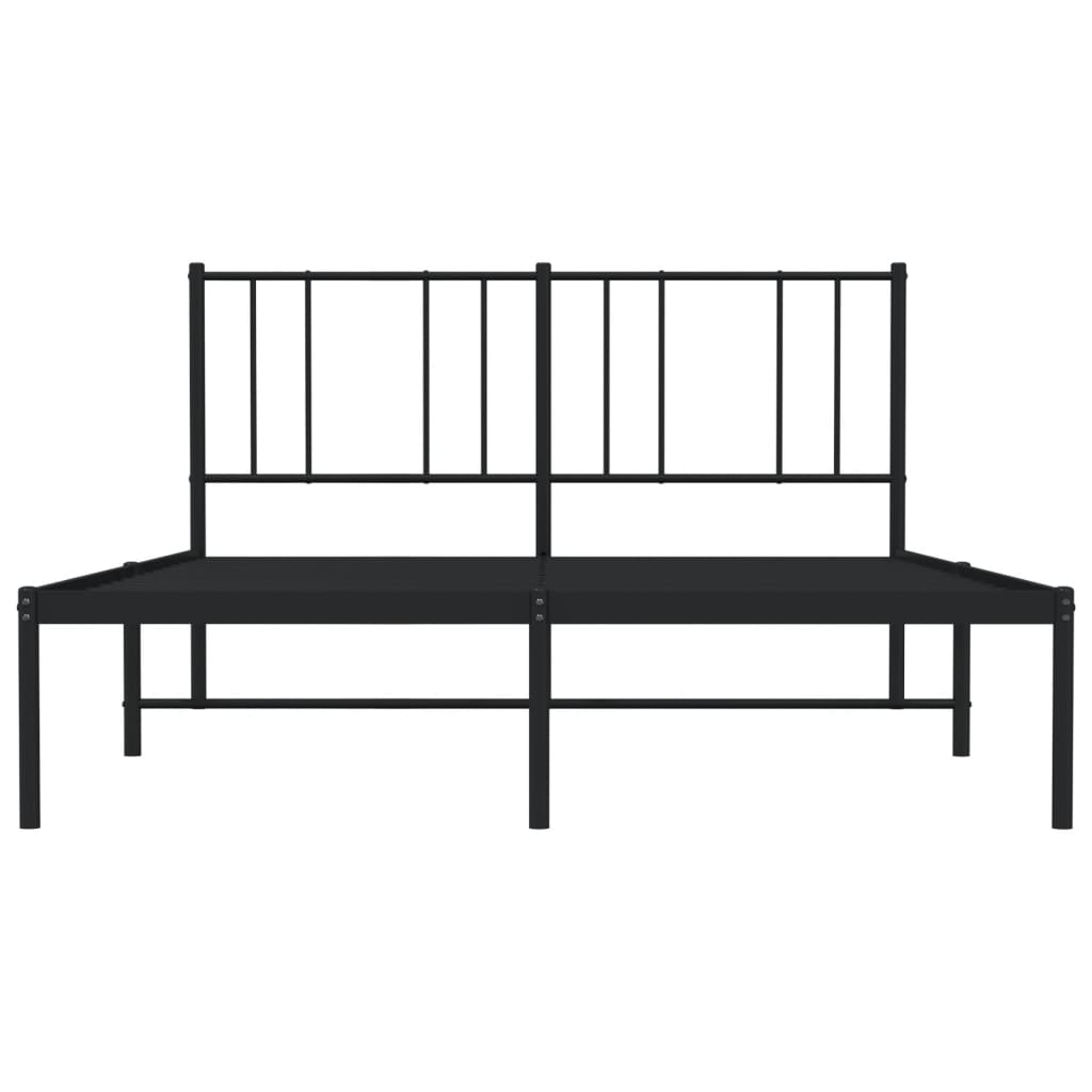 Bedframe Metaal 150 x 200 cm Zwart met hoofdbord