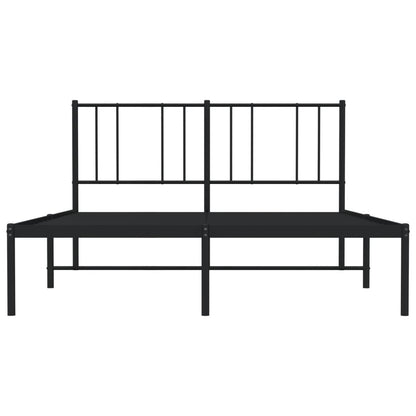 Bedframe Metaal 150 x 200 cm Zwart met hoofdbord