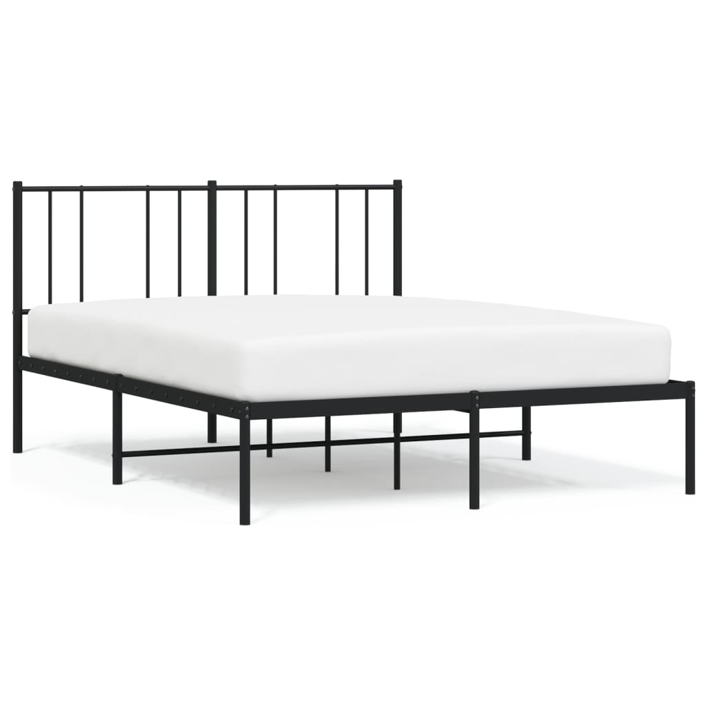 Bedframe Metaal 160 x 200 cm Zwart met hoofdbord
