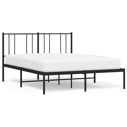 Bedframe Metaal 160 x 200 cm Zwart met hoofdbord