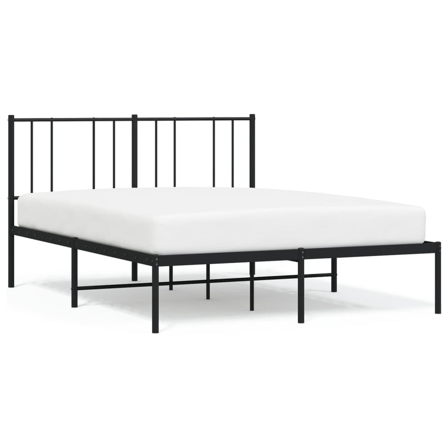 Bedframe Metaal 160 x 200 cm Zwart met hoofdbord