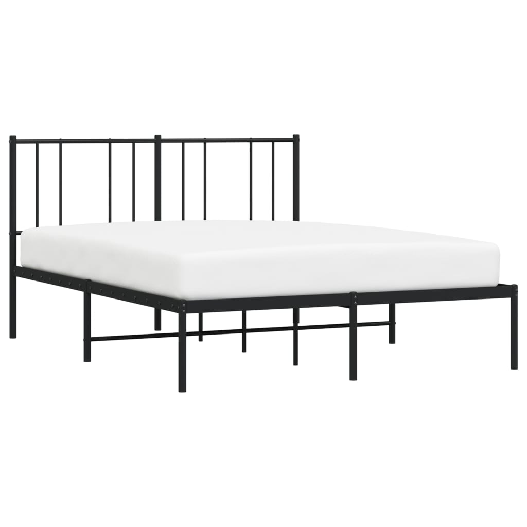 Bedframe Metaal 160 x 200 cm Zwart met hoofdbord