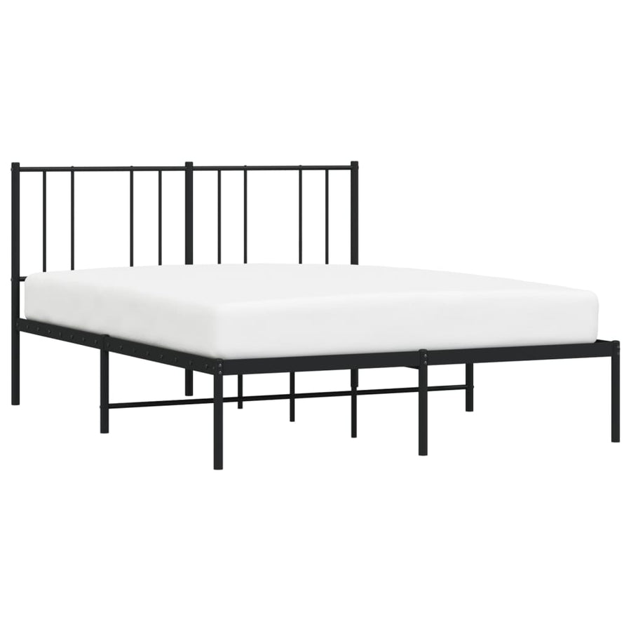 Bedframe Metaal 160 x 200 cm Zwart met hoofdbord