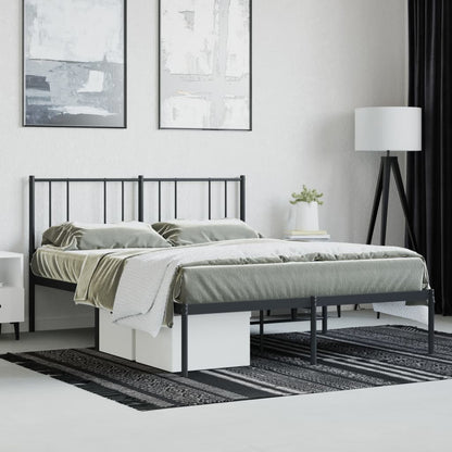 Bedframe Metaal 160 x 200 cm Zwart met hoofdbord