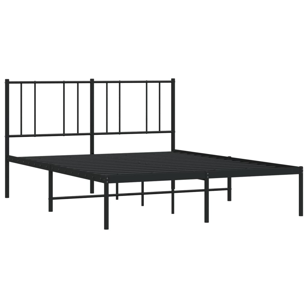 Bedframe Metaal 160 x 200 cm Zwart met hoofdbord