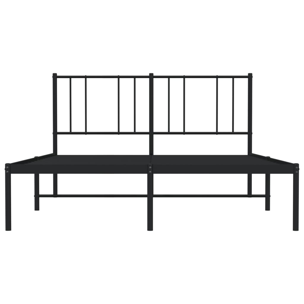 Bedframe Metaal 160 x 200 cm Zwart met hoofdbord