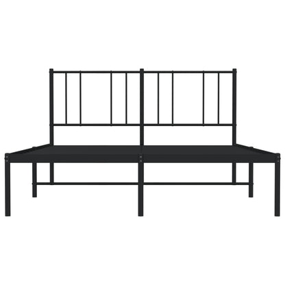 Bedframe Metaal 160 x 200 cm Zwart met hoofdbord