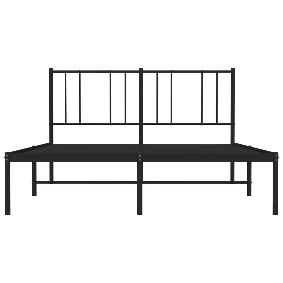 Bedframe Metaal 160 x 200 cm Zwart met hoofdbord