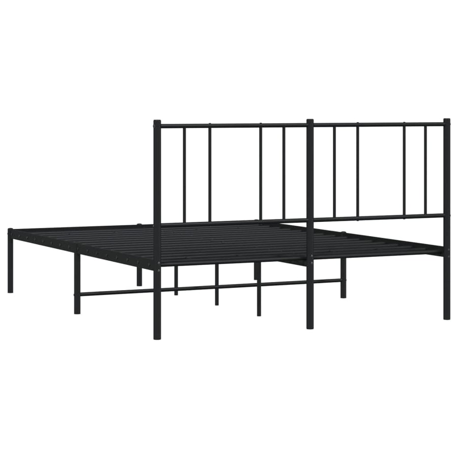 Bedframe Metaal 160 x 200 cm Zwart met hoofdbord