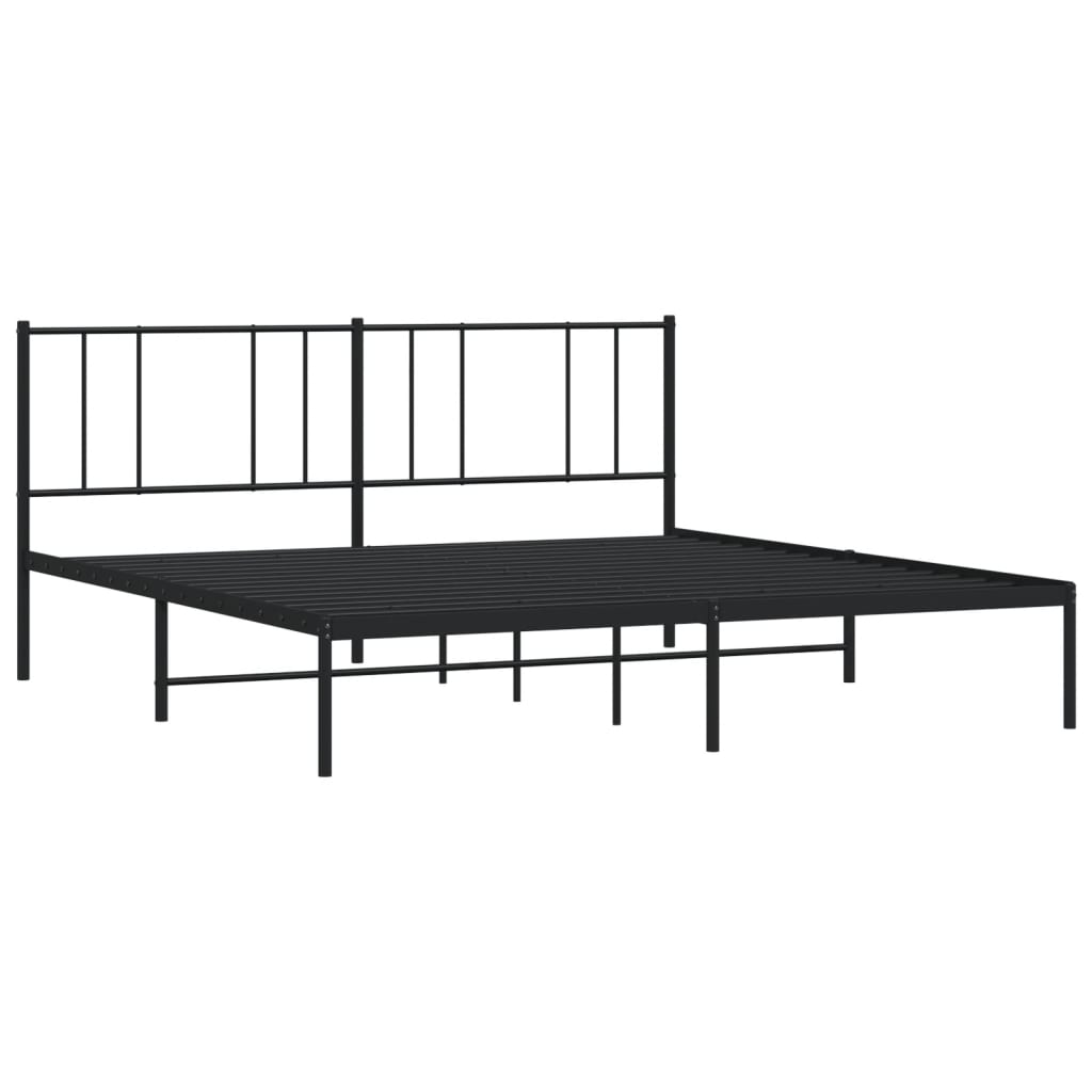 Bedframe Metaal 180 x 200 cm Zwart met hoofdbord
