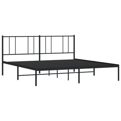 Bedframe Metaal 180 x 200 cm Zwart met hoofdbord