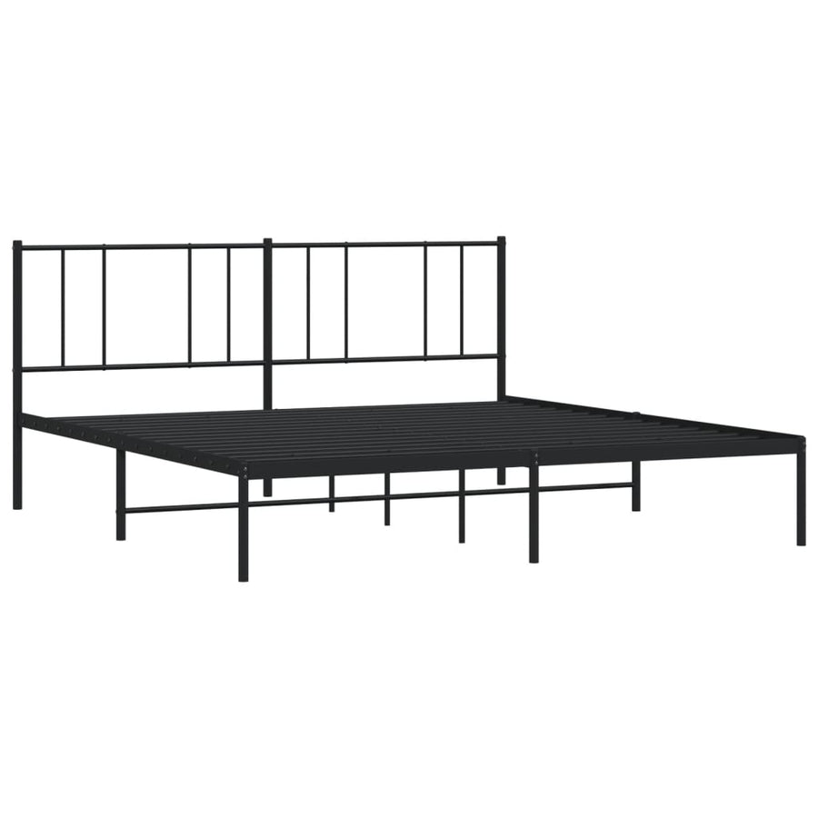 Bedframe Metaal 180 x 200 cm Zwart met hoofdbord