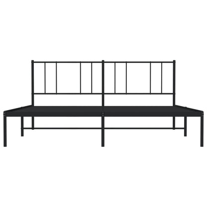Bedframe Metaal 180 x 200 cm Zwart met hoofdbord