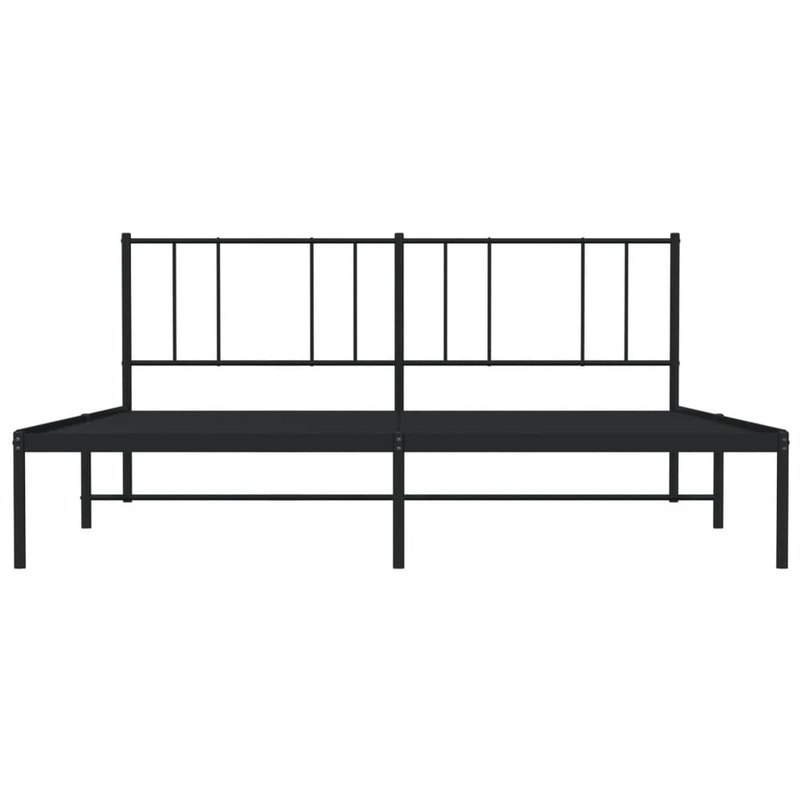 Bedframe Metaal 180 x 200 cm Zwart met hoofdbord