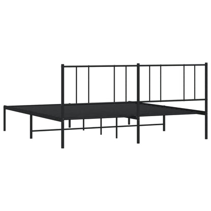 Bedframe Metaal 180 x 200 cm Zwart met hoofdbord