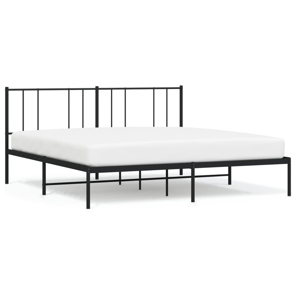 Bedframe Metaal 183 x 213 cm Zwart met hoofdbord