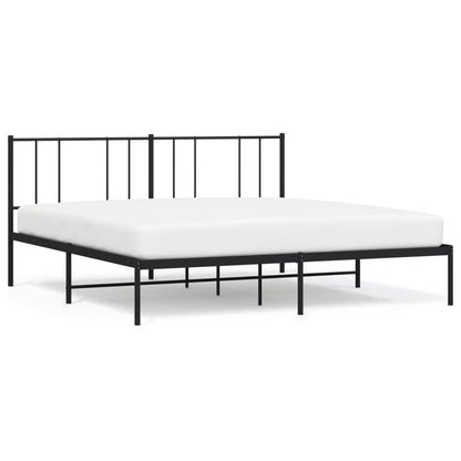 Bedframe Metaal 183 x 213 cm Zwart met hoofdbord