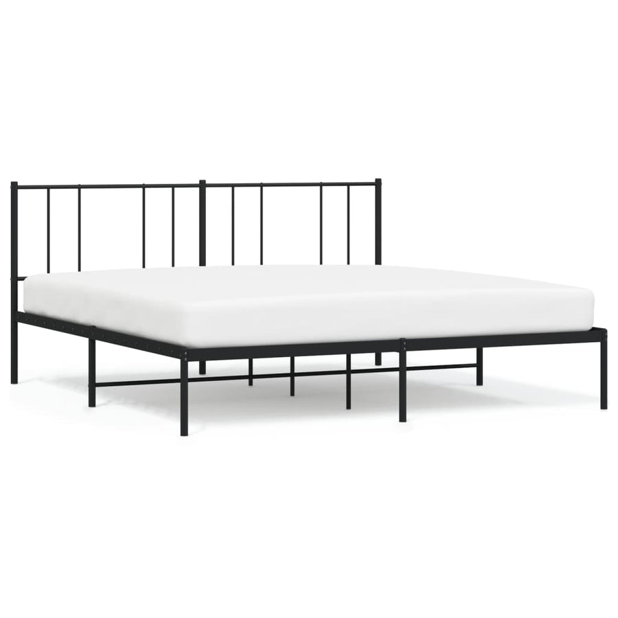 Bedframe Metaal 183 x 213 cm Zwart met hoofdbord