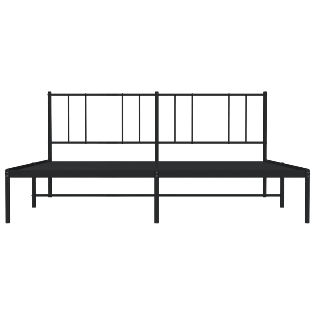 Bedframe Metaal 183 x 213 cm Zwart met hoofdbord