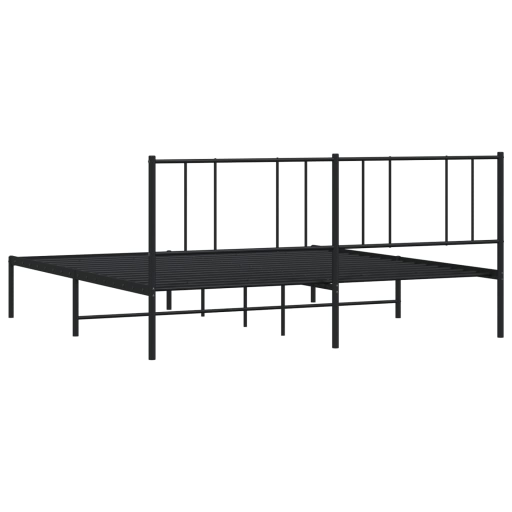 Bedframe Metaal 183 x 213 cm Zwart met hoofdbord