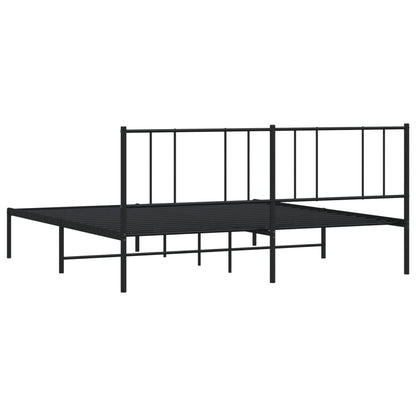 Bedframe Metaal 183 x 213 cm Zwart met hoofdbord