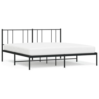 Bedframe Metaal 193 x 203 cm Zwart met hoofdbord