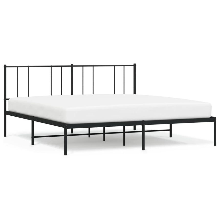 Bedframe Metaal 193 x 203 cm Zwart met hoofdbord