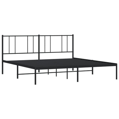 Bedframe Metaal 193 x 203 cm Zwart met hoofdbord