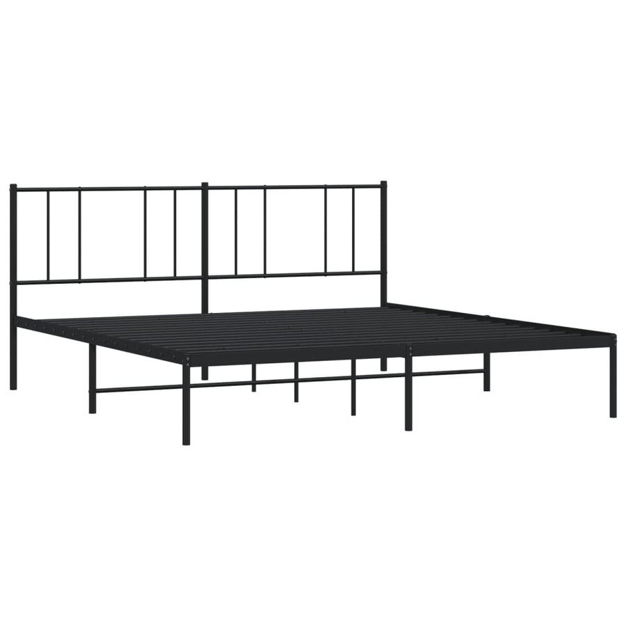 Bedframe Metaal 193 x 203 cm Zwart met hoofdbord