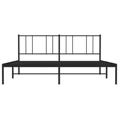 Bedframe Metaal 193 x 203 cm Zwart met hoofdbord