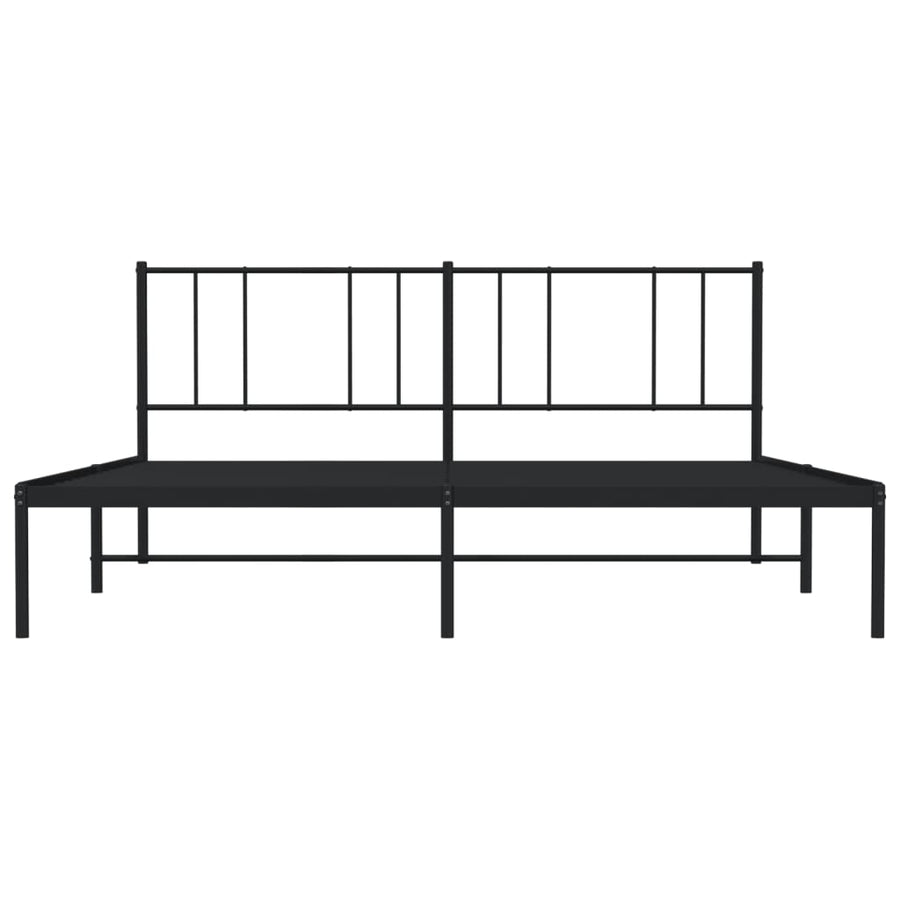 Bedframe Metaal 193 x 203 cm Zwart met hoofdbord