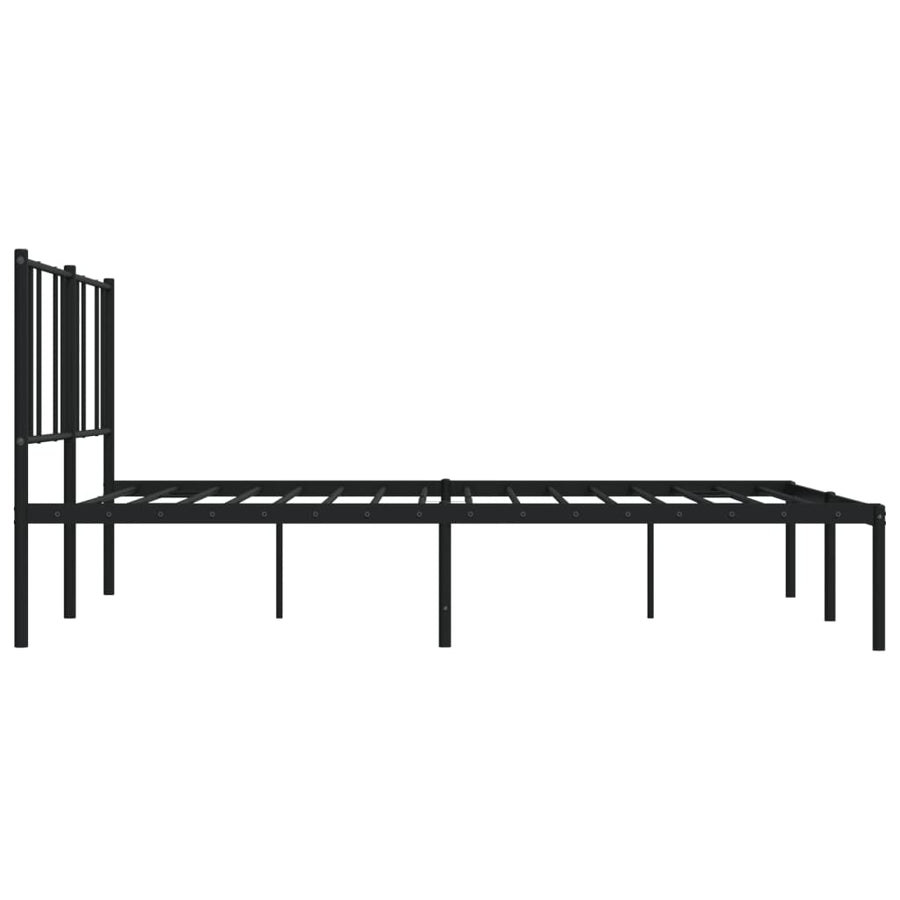 Bedframe Metaal 193 x 203 cm Zwart met hoofdbord
