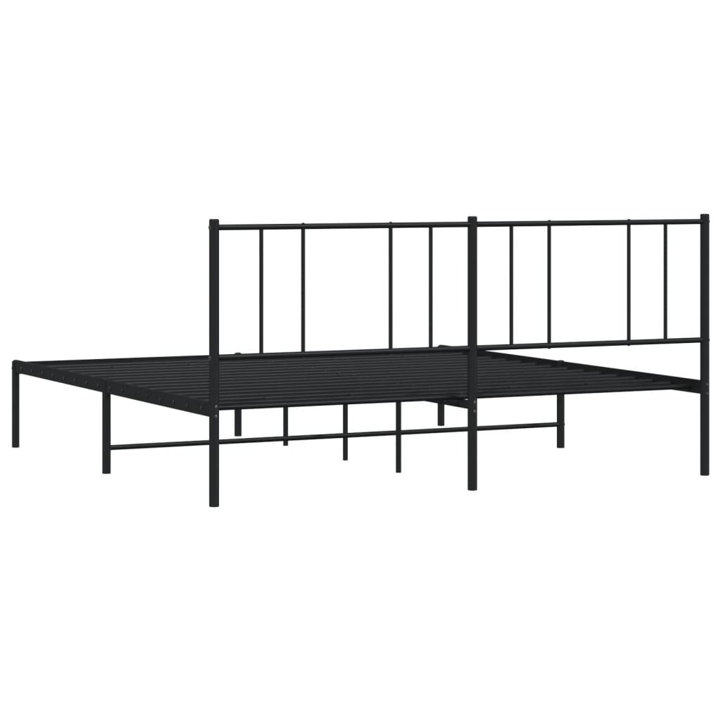 Bedframe Metaal 193 x 203 cm Zwart met hoofdbord